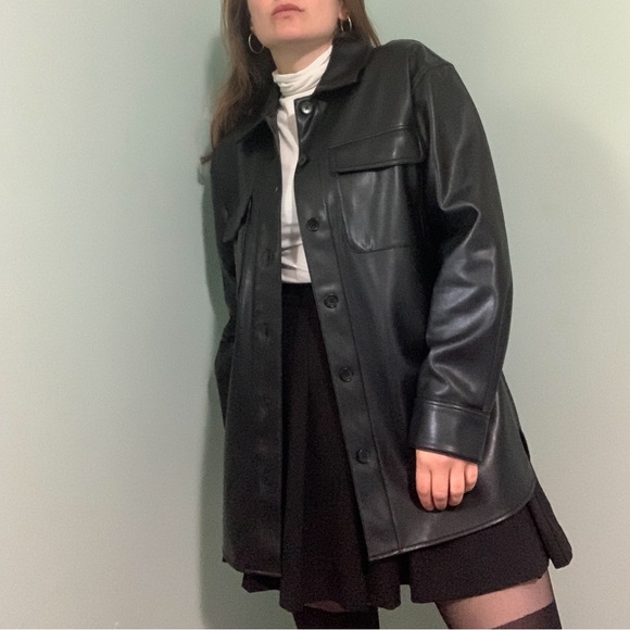 BANANA REPUBLIC faux leather shirt jacket - Picture 1 of 14
